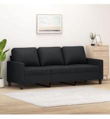 Trivietė sofa, juodos spalvos, 180cm, dirbtinė oda