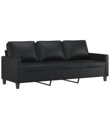 Trivietė sofa, juodos spalvos, 180cm, dirbtinė oda