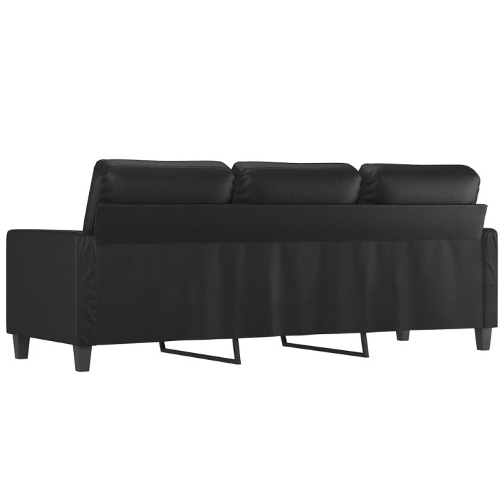 Trivietė sofa, juodos spalvos, 180cm, dirbtinė oda