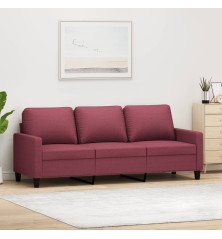 Trivietė sofa, raudonojo vyno spalvos, 180cm, audinys