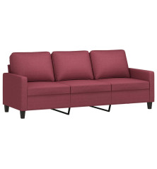 Trivietė sofa, raudonojo vyno spalvos, 180cm, audinys