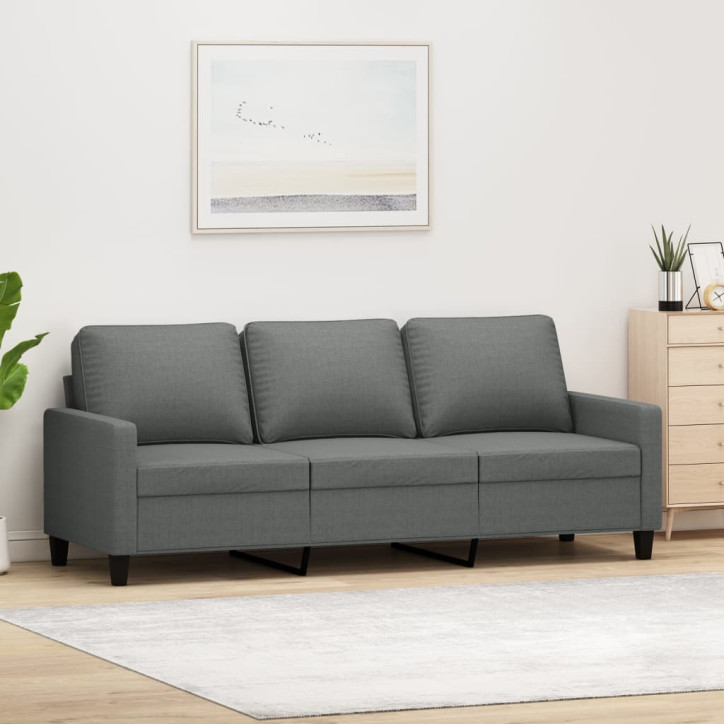 Trivietė sofa, tamsiai pilkos spalvos, 180cm, audinys