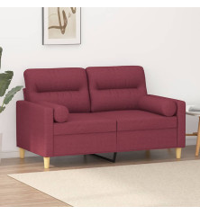 Dvivietė sofa su pagalvėlėmis, raudonojo vyno, 120cm, audinys