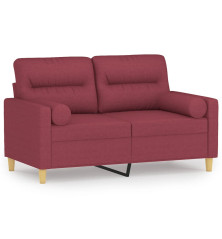 Dvivietė sofa su pagalvėlėmis, raudonojo vyno, 120cm, audinys