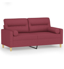 Dvivietė sofa su pagalvėlėmis, raudonojo vyno, 140cm, audinys