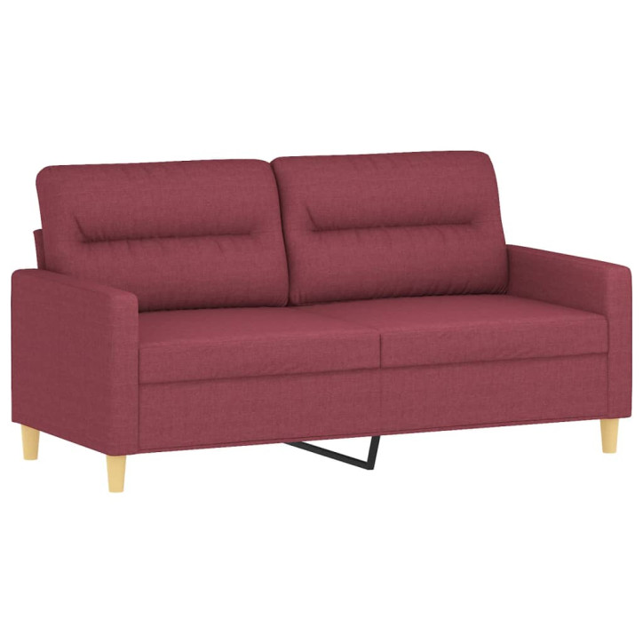 Dvivietė sofa su pagalvėlėmis, raudonojo vyno, 140cm, audinys