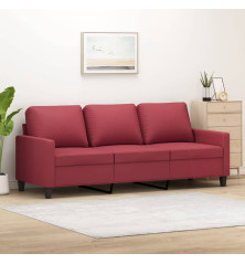 Trivietė sofa, raudonojo vyno spalvos, 180cm, dirbtinė oda