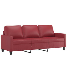 Trivietė sofa, raudonojo vyno spalvos, 180cm, dirbtinė oda