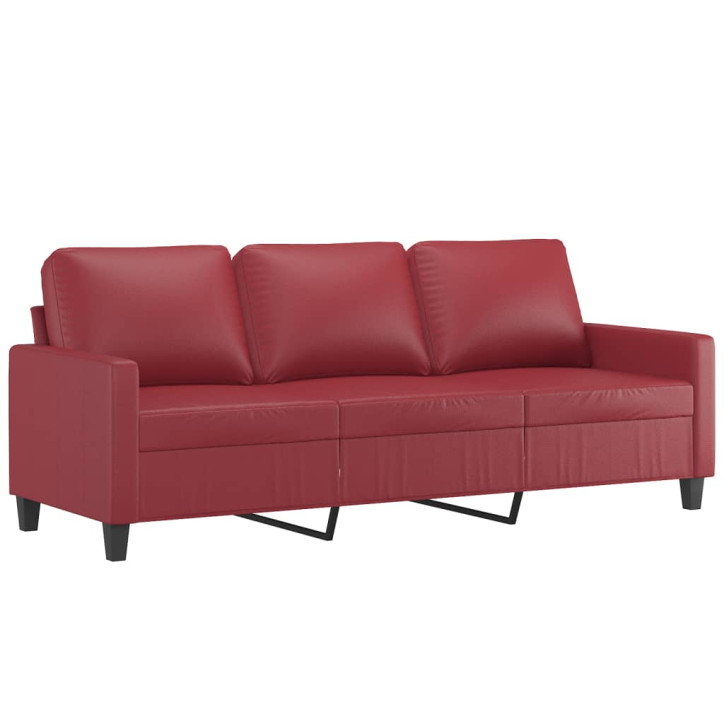 Trivietė sofa, raudonojo vyno spalvos, 180cm, dirbtinė oda