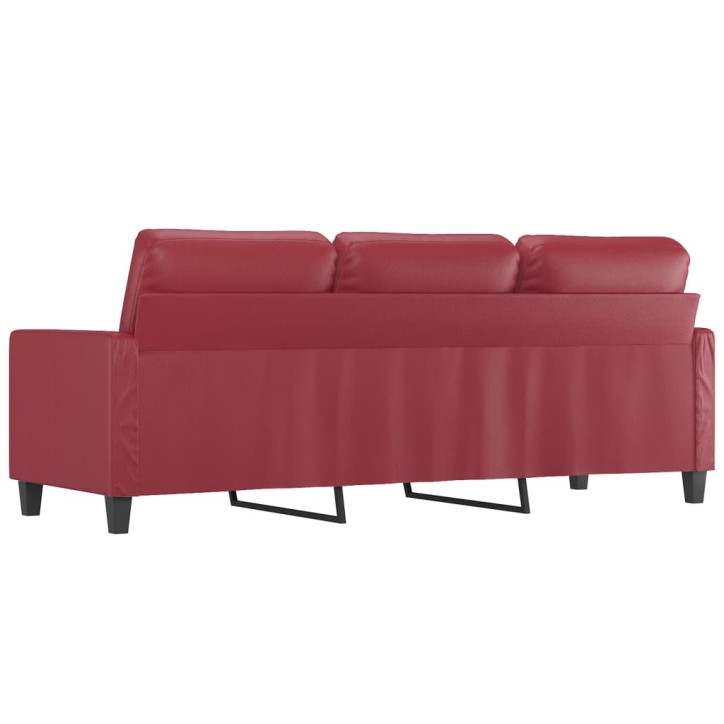 Trivietė sofa, raudonojo vyno spalvos, 180cm, dirbtinė oda