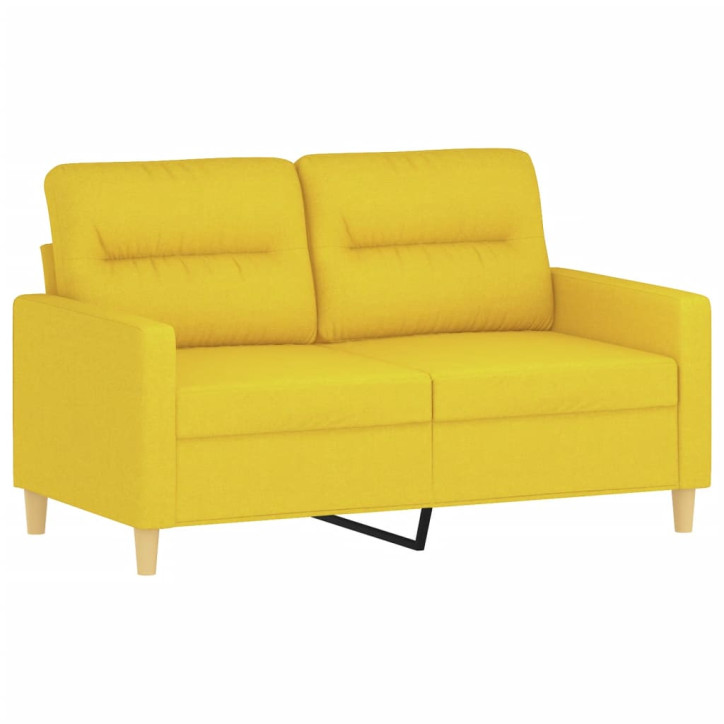 Dvivietė sofa su pagalvėlėmis, šviesiai geltona, 120cm, audinys