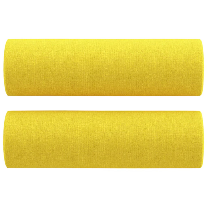 Dvivietė sofa su pagalvėlėmis, šviesiai geltona, 120cm, audinys