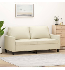 Dvivietė sofa, kreminės spalvos, 140cm, dirbtinė oda