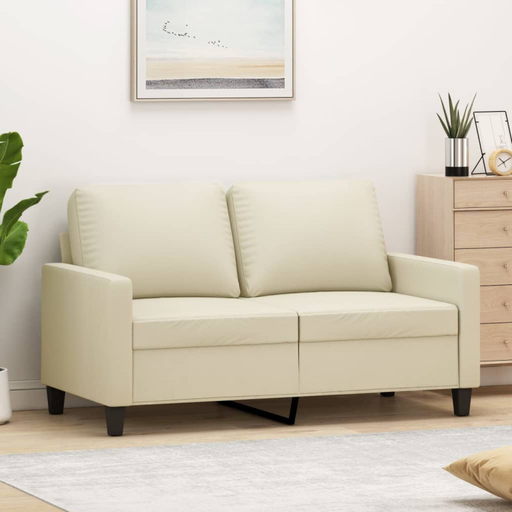 Dvivietė sofa, kreminės spalvos, 120cm, dirbtinė oda