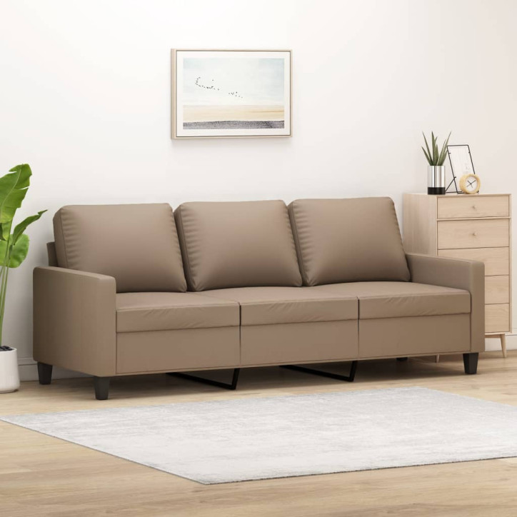 Trivietė sofa, kapučino spalvos, 180cm, dirbtinė oda