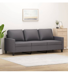 Trivietė sofa, pilkos spalvos, 180cm, dirbtinė oda