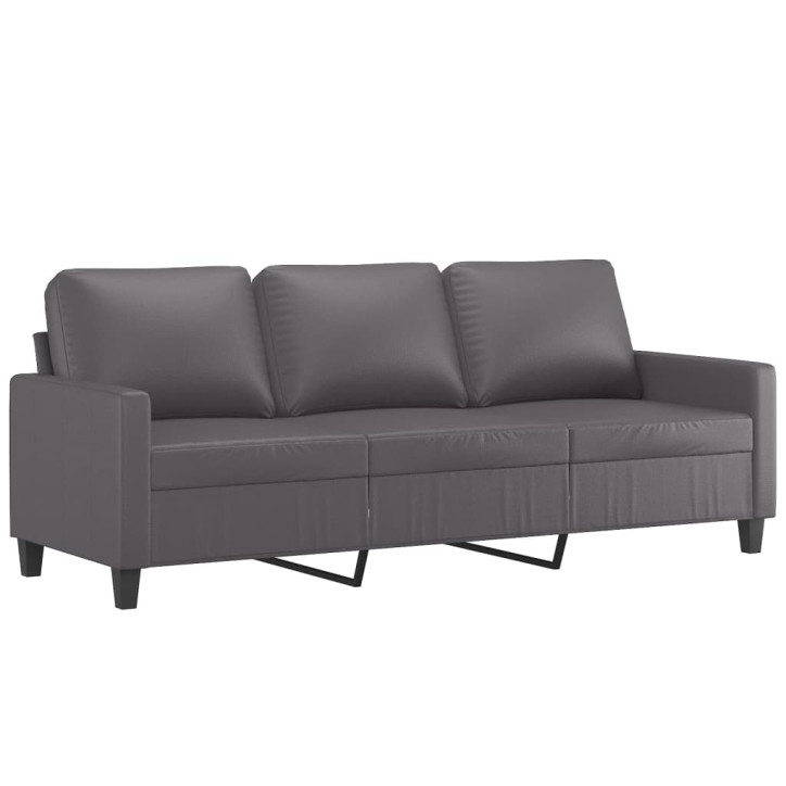 Trivietė sofa, pilkos spalvos, 180cm, dirbtinė oda