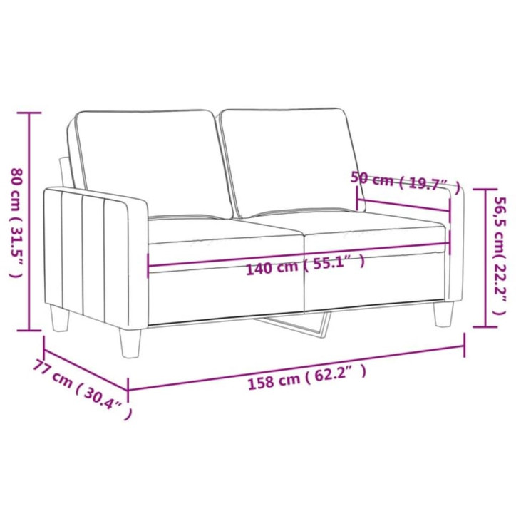 Dvivietė sofa, kreminės spalvos, 140cm, audinys