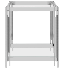 Kavos staliukas, sidabrinis, 55x55x55cm, plienas ir stiklas