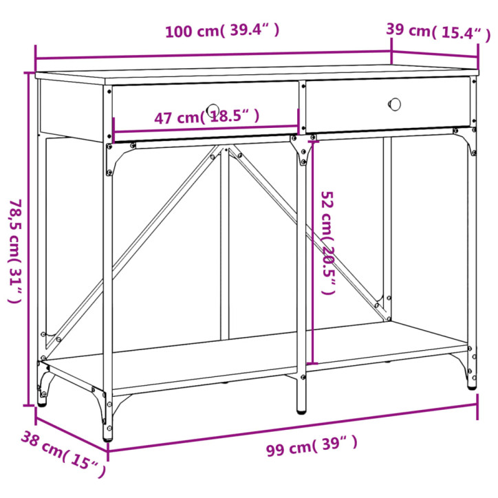 Konsolinis staliukas, juodas, 100x39x78,5cm, apdirbta mediena