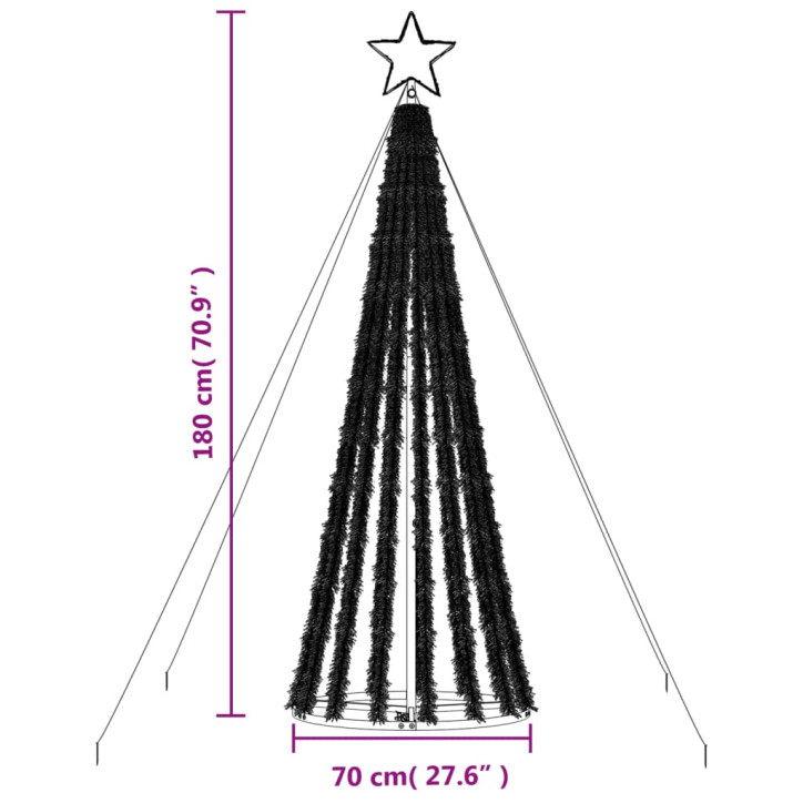 Šviečianti Kalėdų eglutė, 180cm, 275 mėlynos LED, kūgio formos