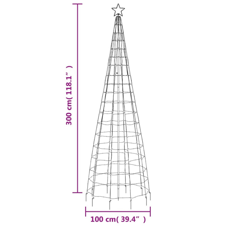 Šviečianti Kalėdų eglutė, 300cm, 570 mėlynų LED, kūgio formos