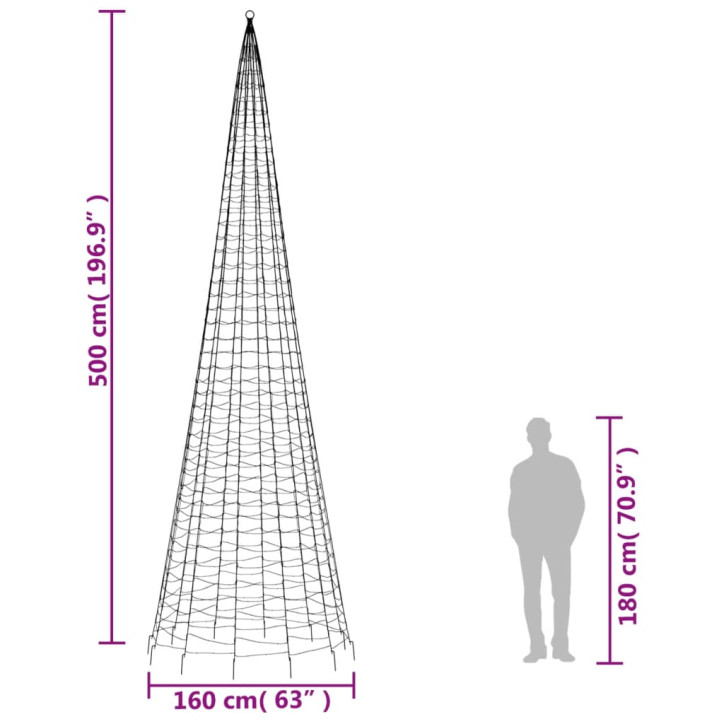 Kalėdų eglutė ant vėliavos stiebo, 500cm, 1534 mėlynos LED