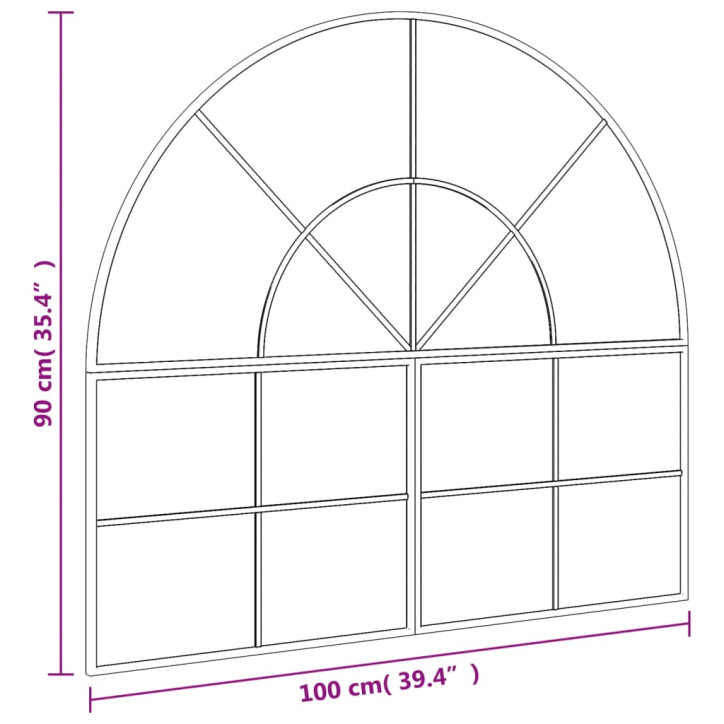 Sieninis veidrodis, juodos spalvos, 100x90cm, geležis, arkinis