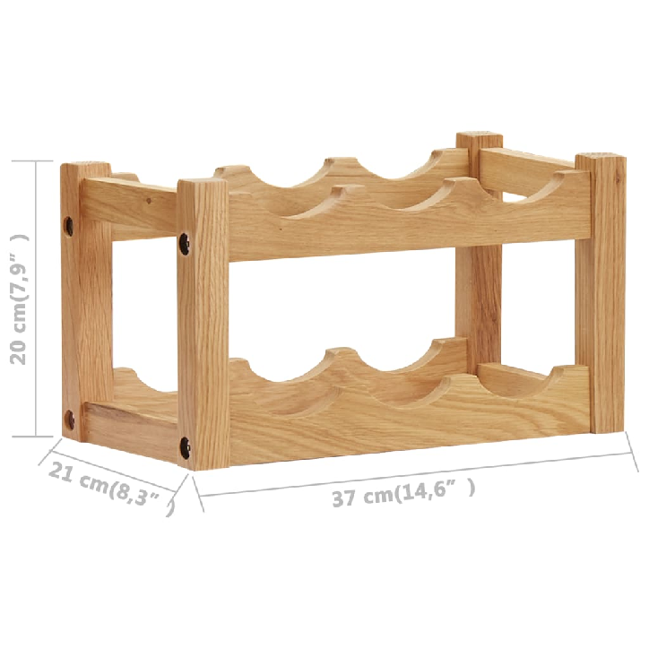 Stovas vynui skirtas 6 buteliams, 37x21x21cm, ąžuolo masyvas