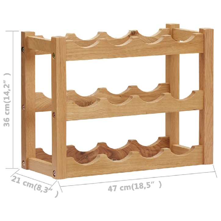 Stovas vynui skirtas 12 butelių, 47x21x36cm, ąžuolo masyvas