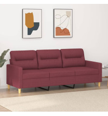 Trivietė sofa, raudonojo vyno spalvos, 180cm, audinys