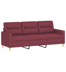 Trivietė sofa, raudonojo vyno spalvos, 180cm, audinys