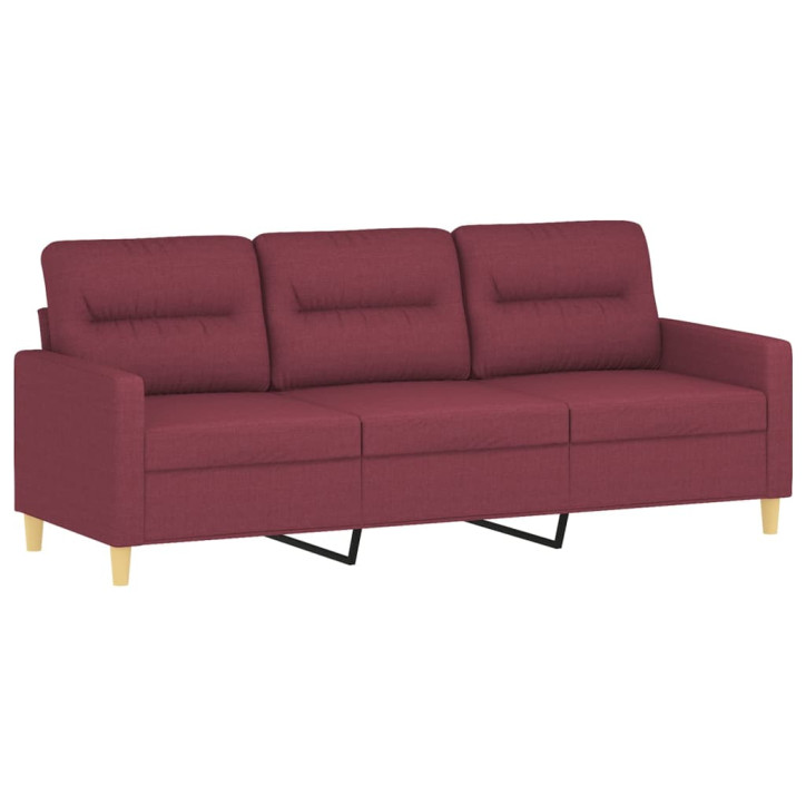 Trivietė sofa, raudonojo vyno spalvos, 180cm, audinys