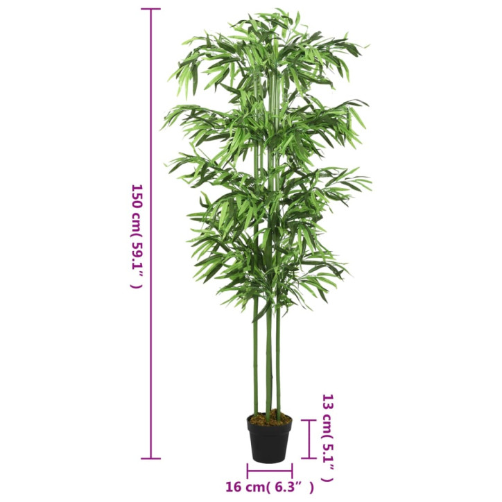 Dirbtinis bambukas, žalios spalvos, 150cm, 576 lapai