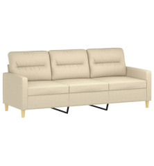 Trivietė sofa, kreminės spalvos, 180cm, audinys