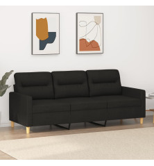 Trivietė sofa, juodos spalvos, 180cm, audinys