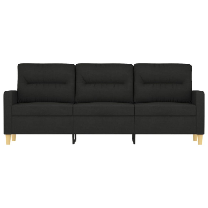 Trivietė sofa, juodos spalvos, 180cm, audinys