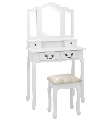 Kosmetinio staliuko rinkinys, baltas, 80x69x141cm, mediena