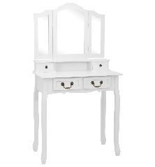 Kosmetinio staliuko rinkinys, baltas, 80x69x141cm, mediena