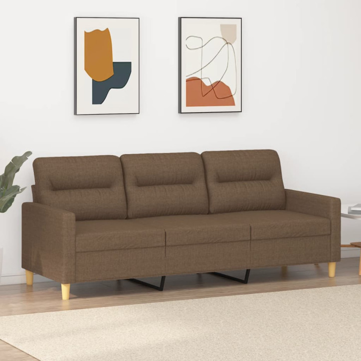 Trivietė sofa, rudos spalvos, 180cm, audinys