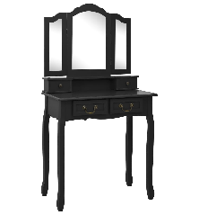 Kosmetinio staliuko rinkinys, juodas, 80x69x141cm, paulovnija
