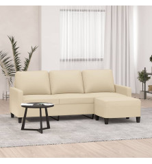 Trivietė sofa su pakoja, kreminės spalvos, 180cm, audinys