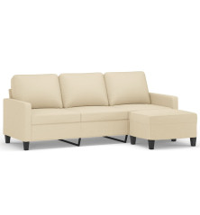 Trivietė sofa su pakoja, kreminės spalvos, 180cm, audinys