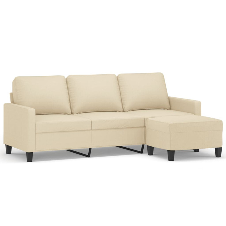 Trivietė sofa su pakoja, kreminės spalvos, 180cm, audinys