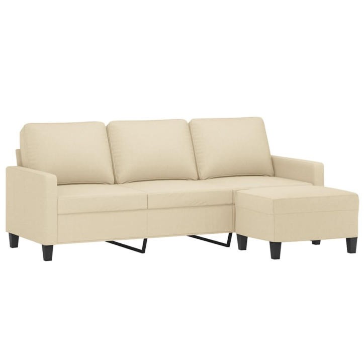 Trivietė sofa su pakoja, kreminės spalvos, 180cm, audinys