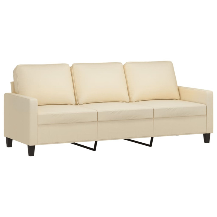 Trivietė sofa su pakoja, kreminės spalvos, 180cm, audinys