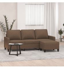 Trivietė sofa su pakoja, rudos spalvos, 180cm, audinys