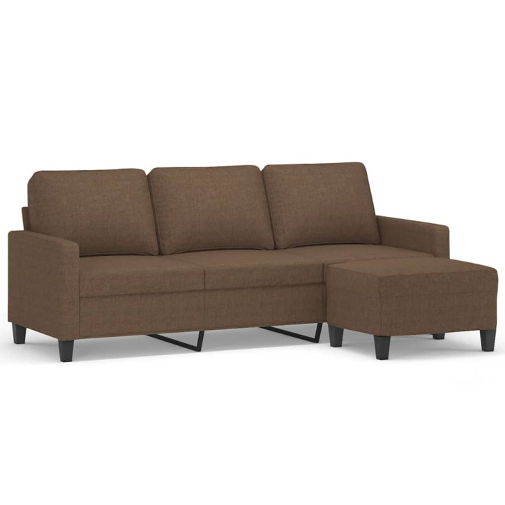 Trivietė sofa su pakoja, rudos spalvos, 180cm, audinys