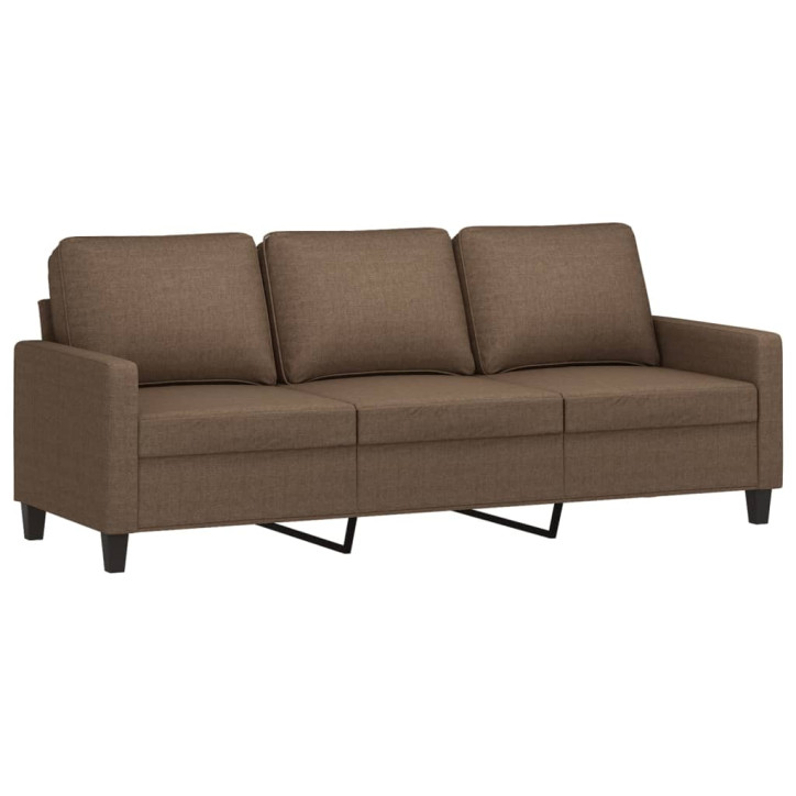 Trivietė sofa su pakoja, rudos spalvos, 180cm, audinys