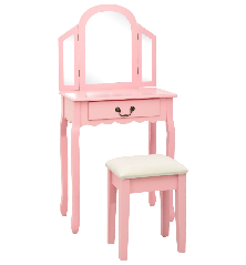 Kosmetinis staliukas, rožinis, 65x36x128cm, paulovnija ir MDF